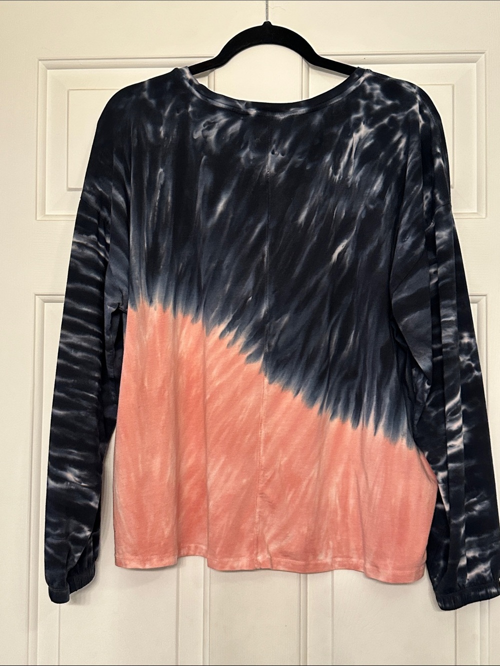 AnyBody Tie-Dye Long Sleeve Top and Black Jogger Pants Set - Pink & Black - Picture 5 of 8